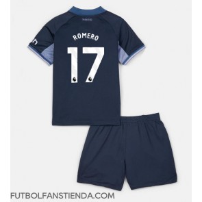 Tottenham Hotspur Cristian Romero #17 Segunda Equipación Niños 2023-24 Manga Corta (+ Pantalones cortos)